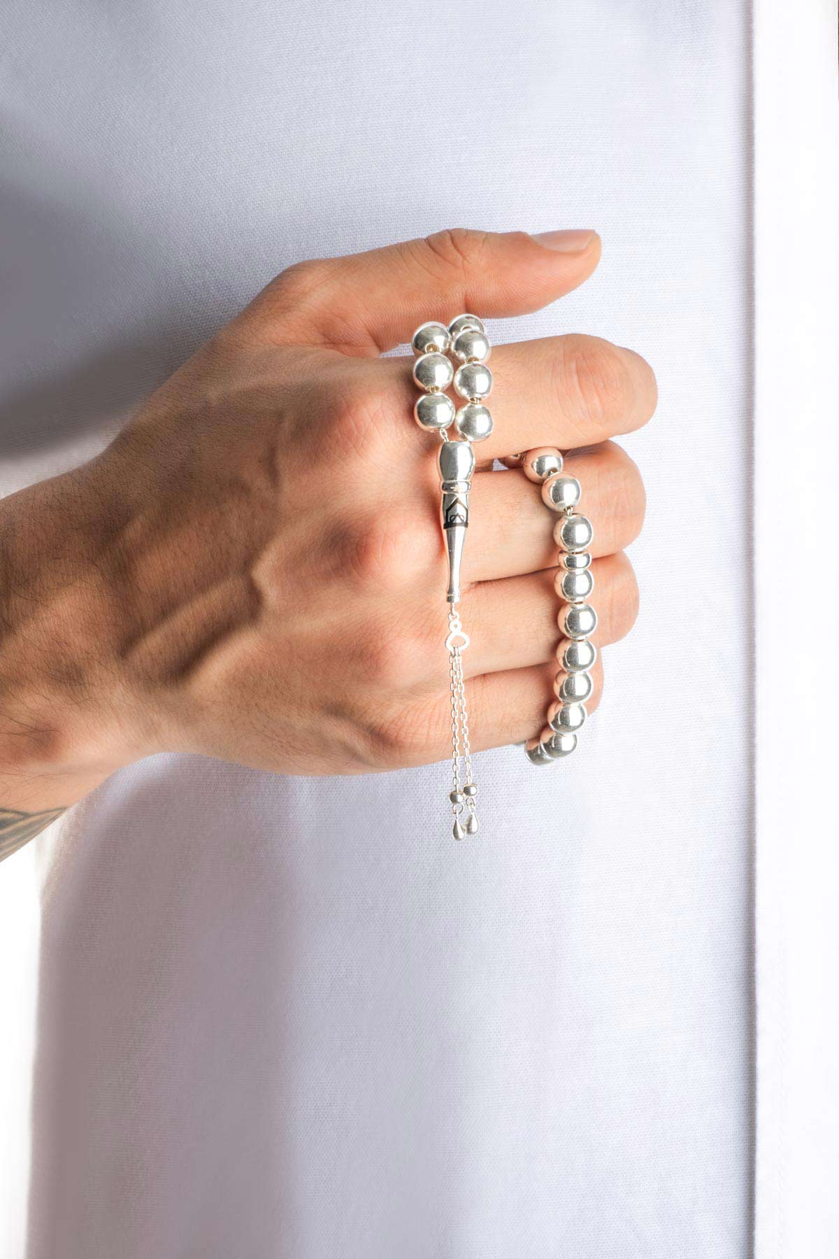 Modern Tasarım 21 Cm Gümüş Tesbih F57169999