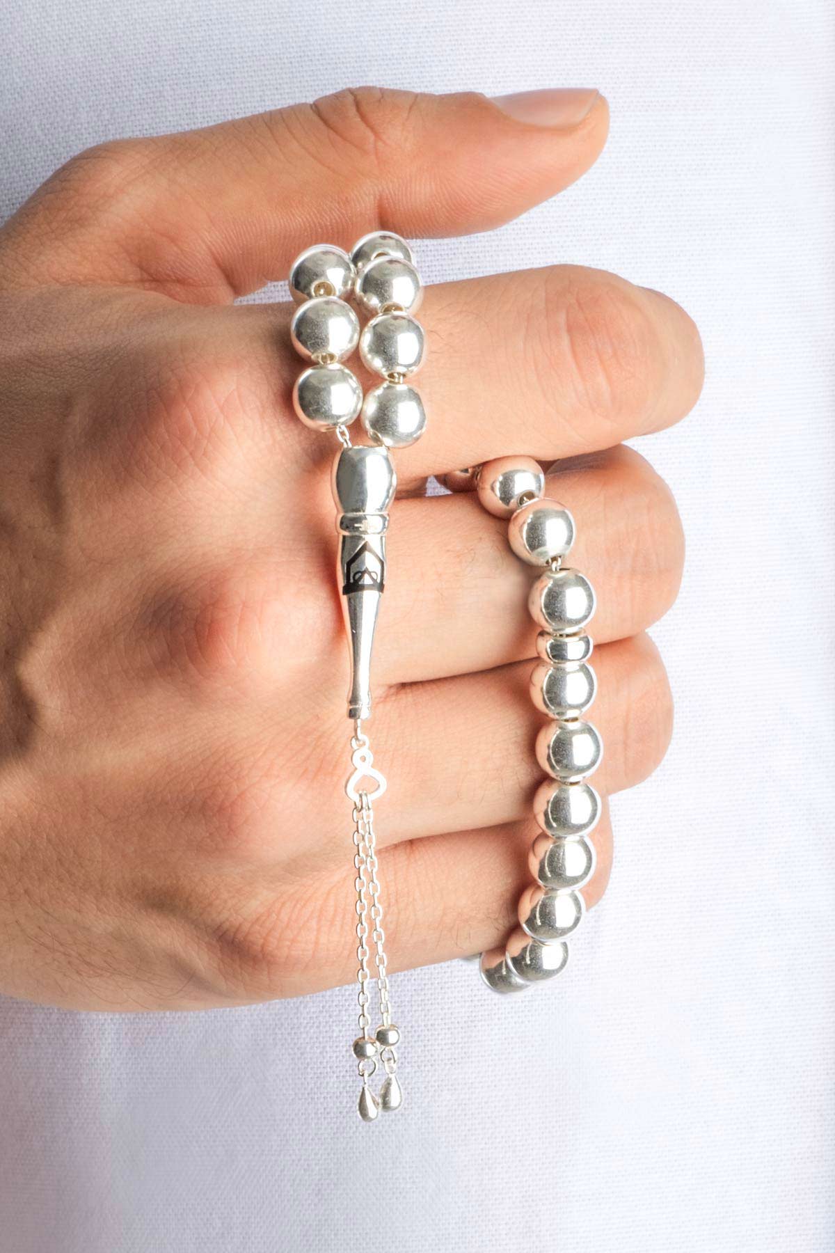 Modern Tasarım 21 Cm Gümüş Tesbih F57169999