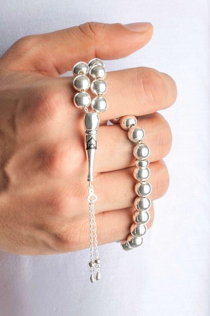 Modern Tasarım 21 Cm Gümüş Tesbih F57169999