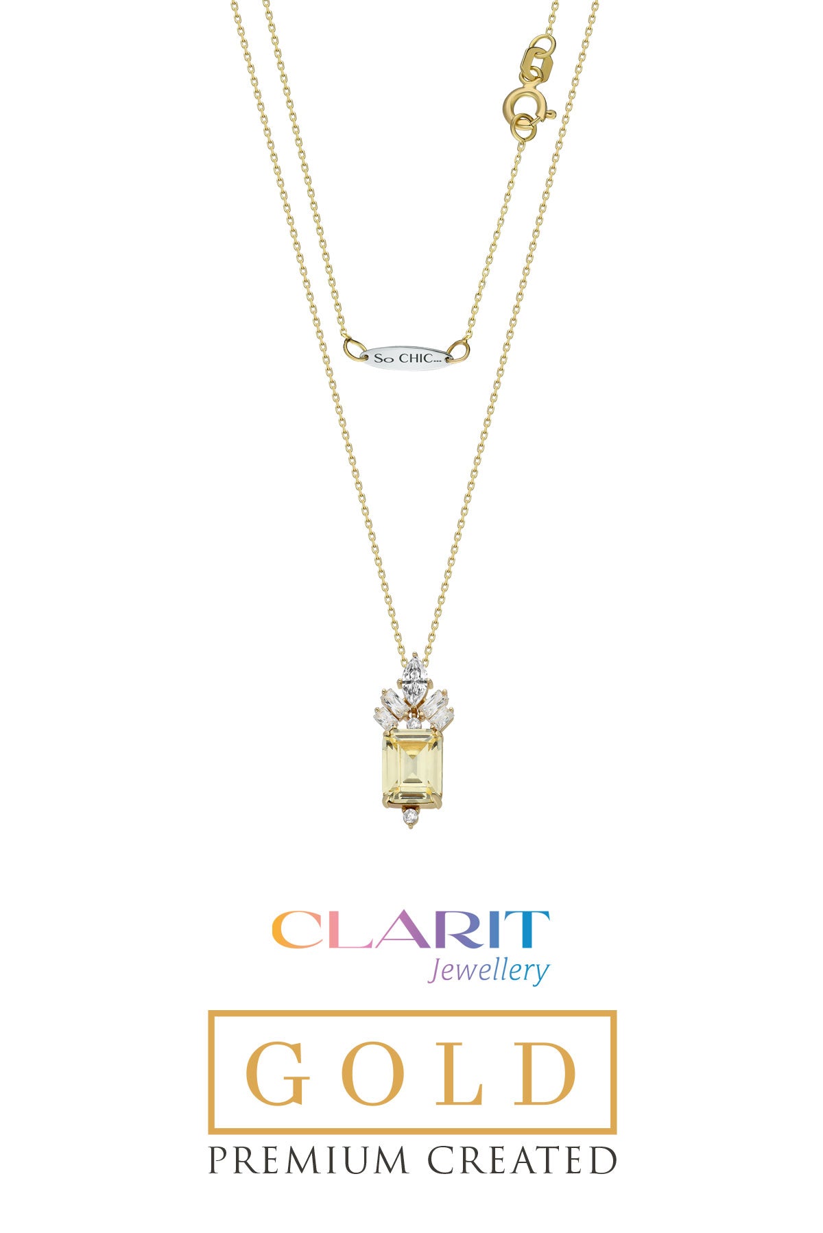 Created Light Yellow Canary Taşlı Clarit Serisi 14 Ayar Sarı Altın Kolye  Gg02950425442