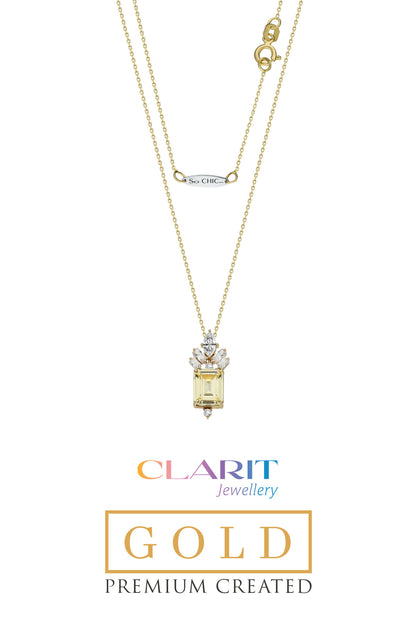 Created Light Yellow Canary Taşlı Clarit Serisi 14 Ayar Sarı Altın Kolye  Gg02950425442