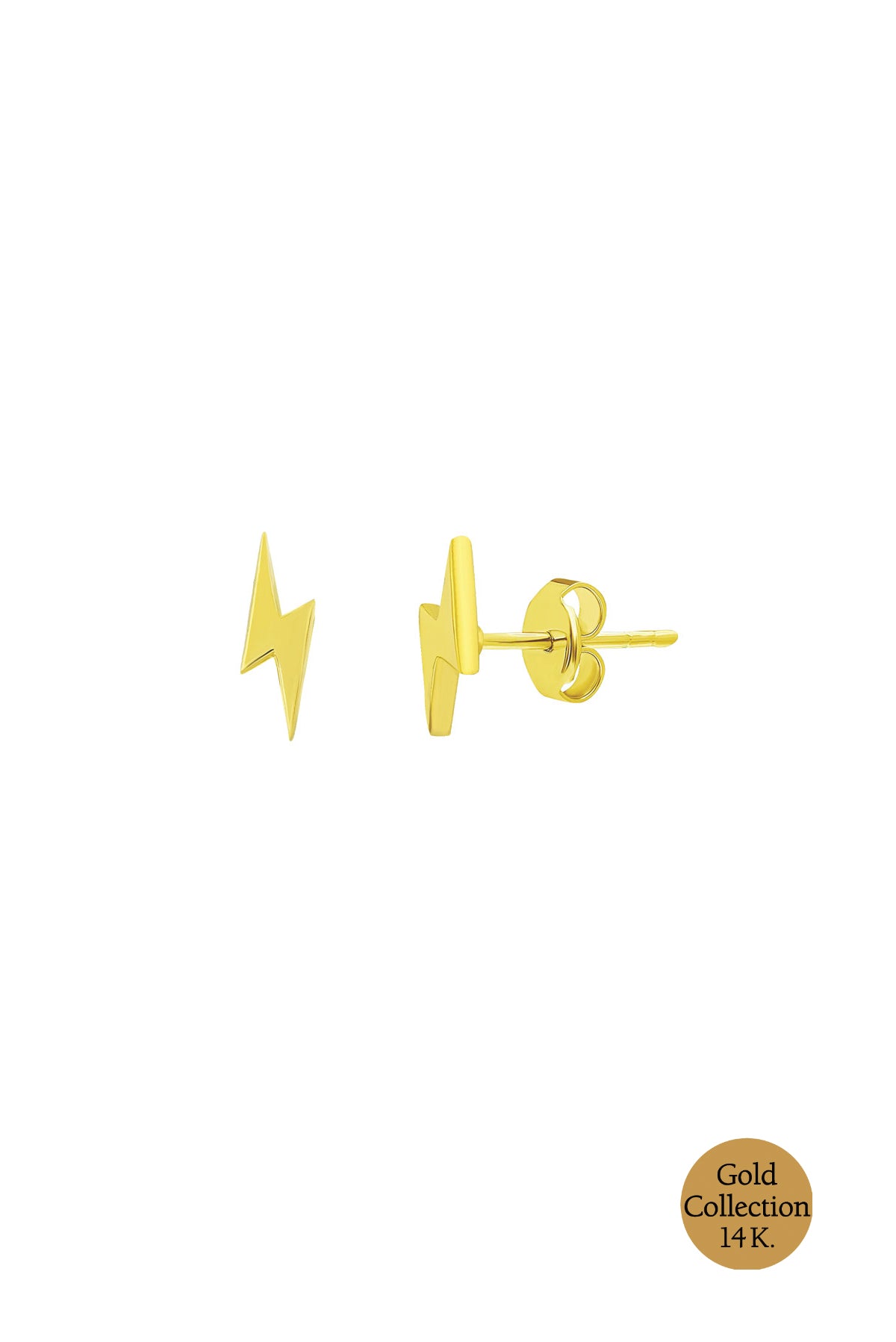 14 Ayar Sarı Altın Minimal Şimşek Figürlü Küpe Gg05090074499