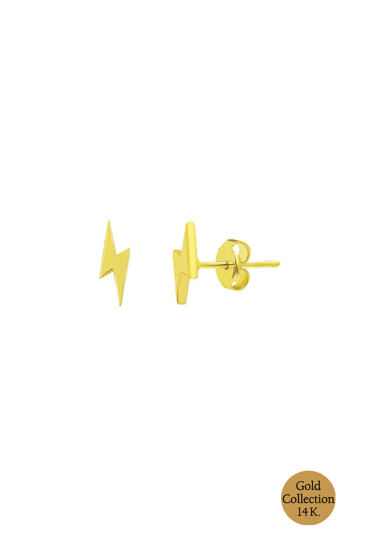 14 Ayar Sarı Altın Minimal Şimşek Figürlü Küpe Gg05090074499