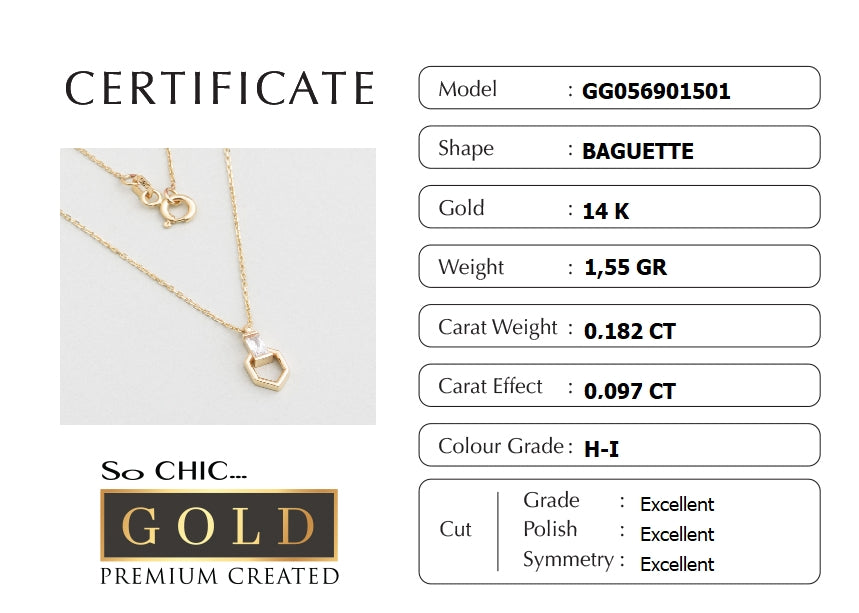 14 Ayar Altın Sertifikalı Premium Created Taşlı Kolye Gg05690150144