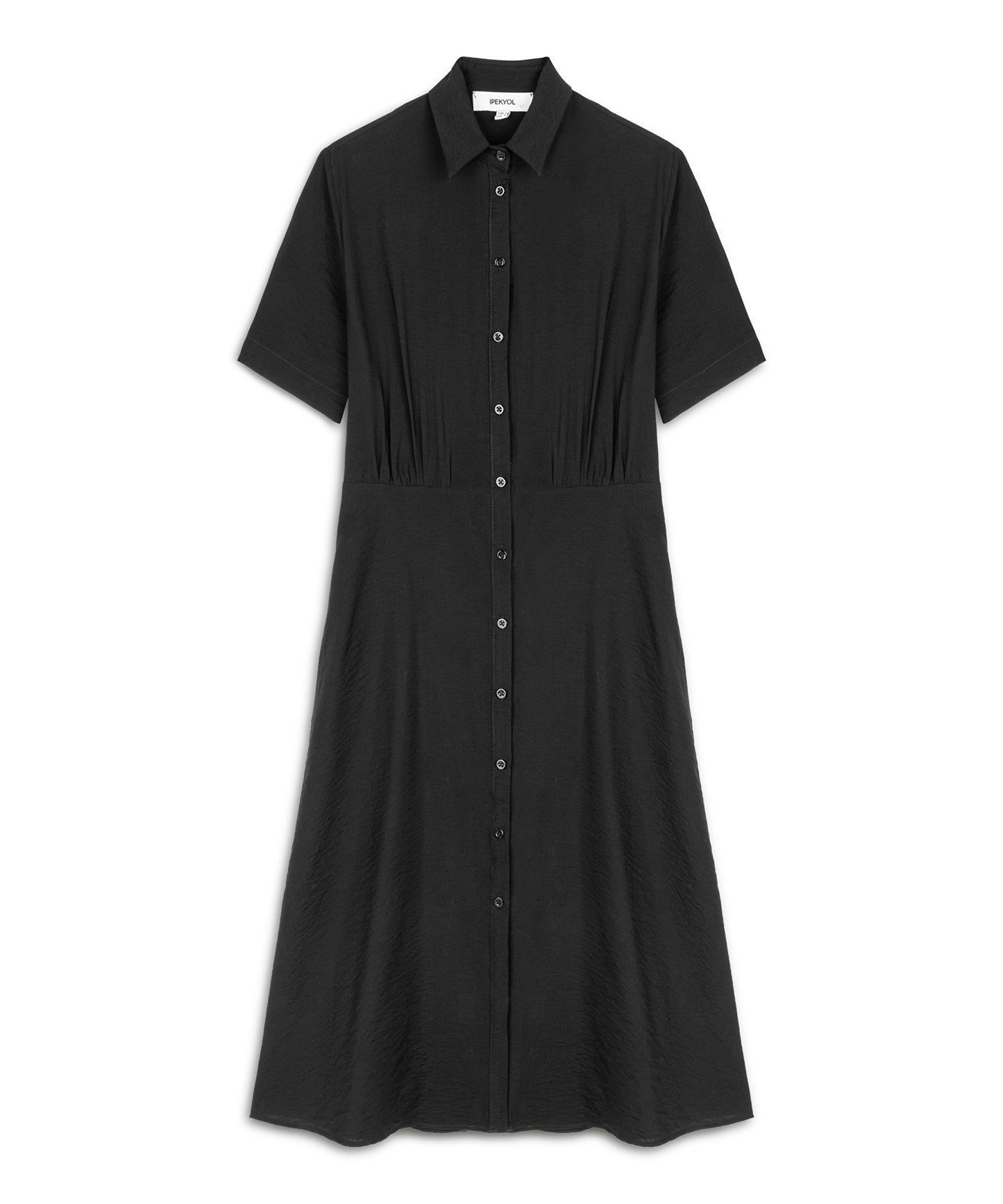 Gömlek Yaka Büzgülü Elbise