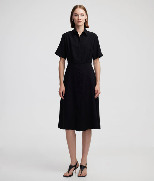 Büzgülü Gömlek Yaka Elbise