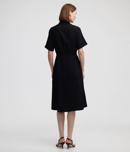 Büzgülü Gömlek Yaka Elbise