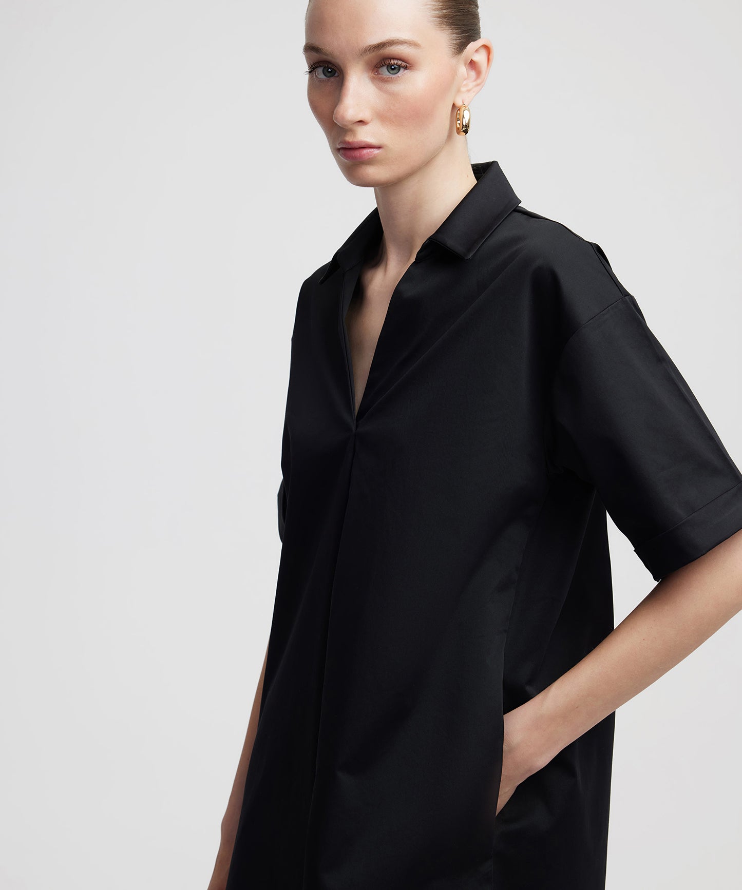 Gömlek Yaka Cepli Elbise