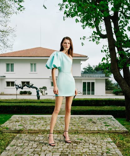 Asimetrik Balon Kol Elbise