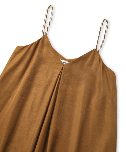 Kontrast Sarmal Askılı Elbise