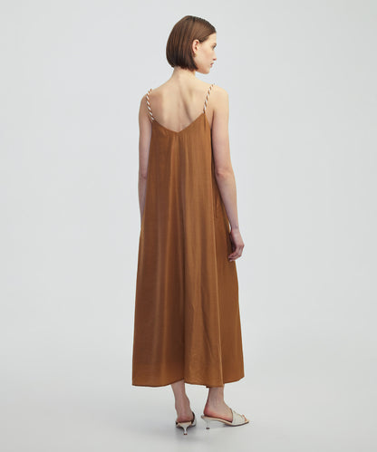 Kontrast Sarmal Askılı Elbise