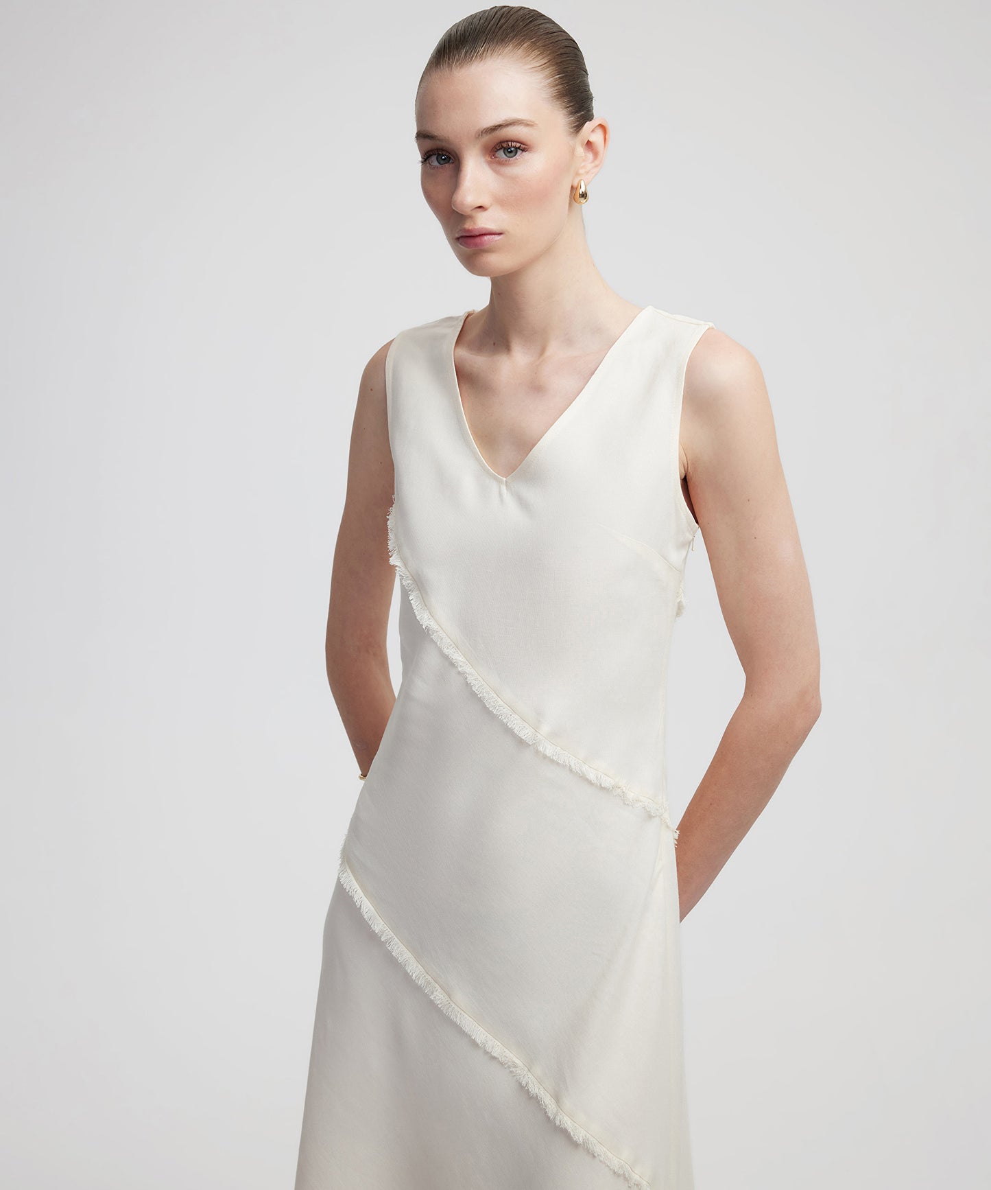 Püskül Şeritli Midi Elbise