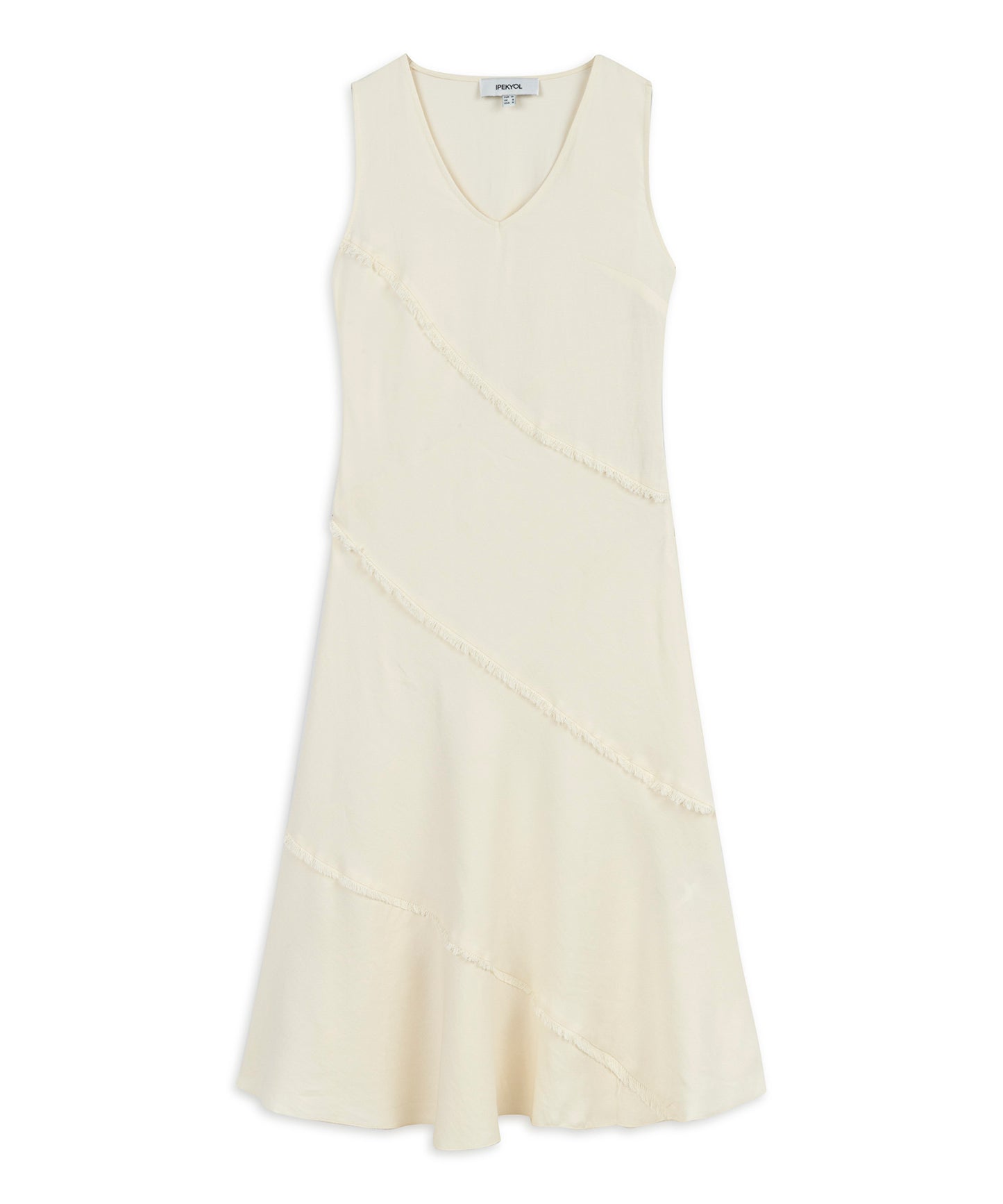 Püskül Şeritli Midi Elbise