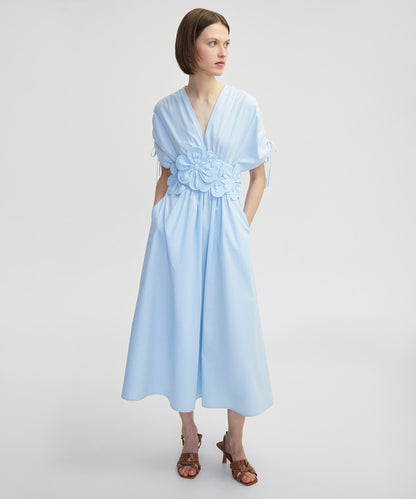 Çiçek Aplikeli Poplin Elbise