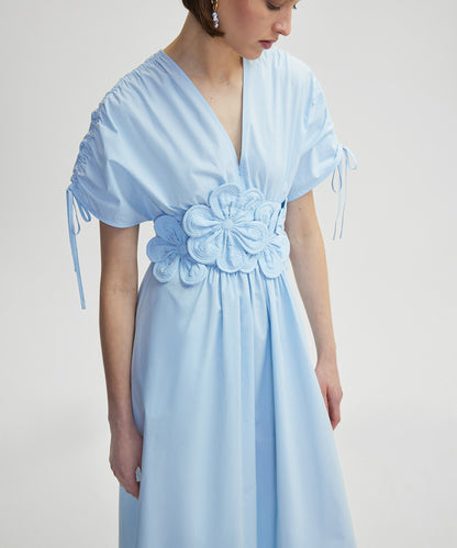 Çiçek Aplikeli Poplin Elbise