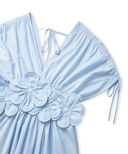 Çiçek Aplikeli Poplin Elbise