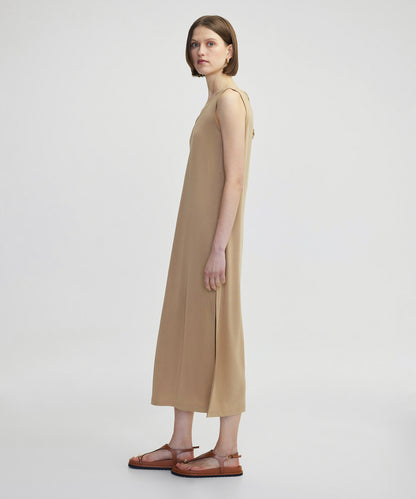 Örgü Efektli V Yaka Elbise