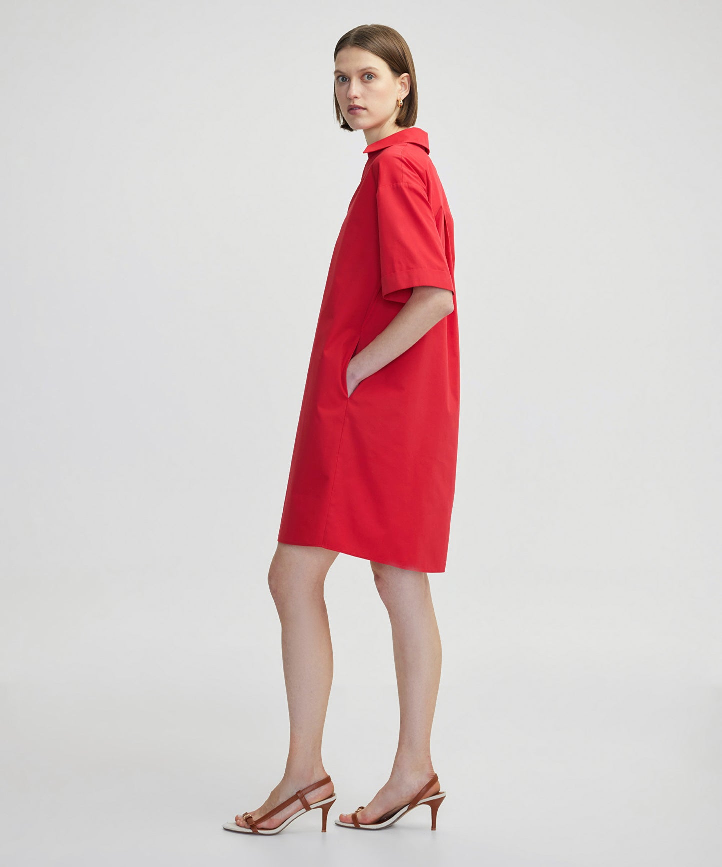 Gömlek Yaka Poplin Elbise