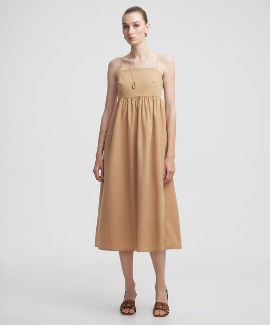 Büzgülü Poplin Elbise