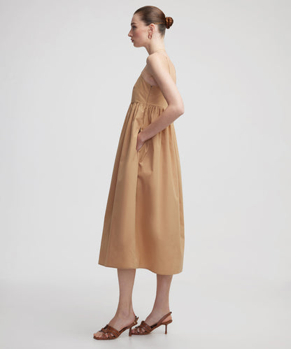 Büzgülü Poplin Elbise