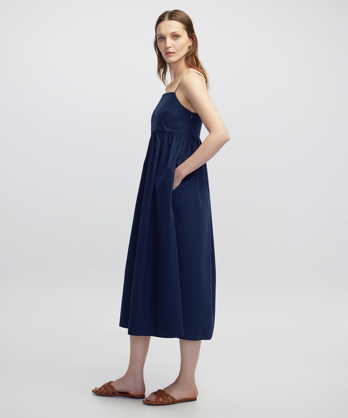 Büzgülü Poplin Elbise