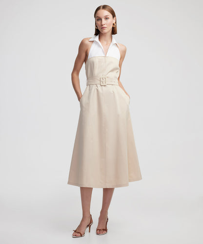 Colorblock Gömlek Yaka Elbise