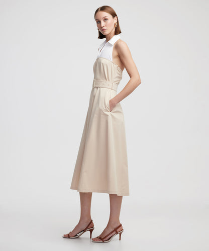 Colorblock Gömlek Yaka Elbise