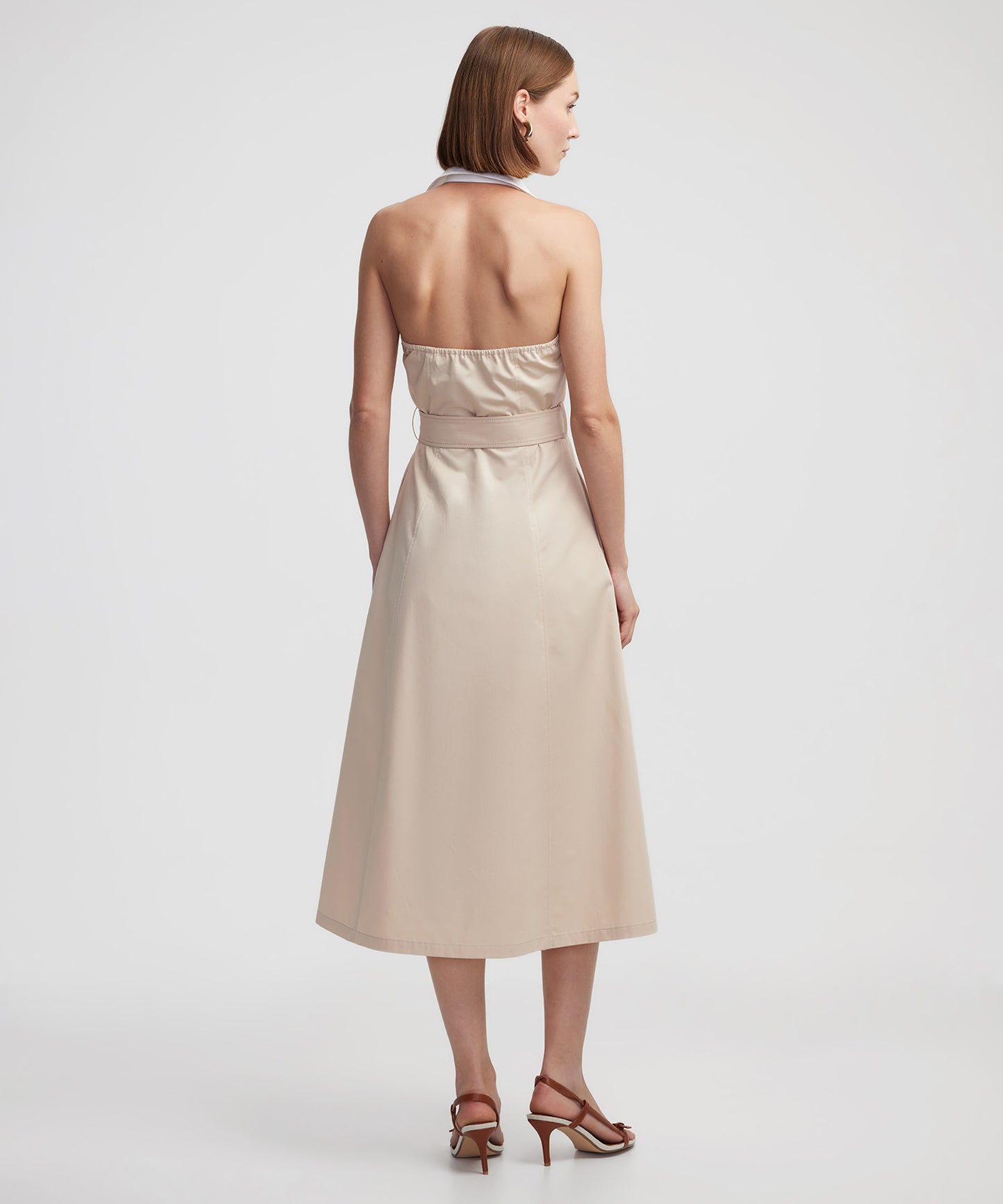 Colorblock Gömlek Yaka Elbise