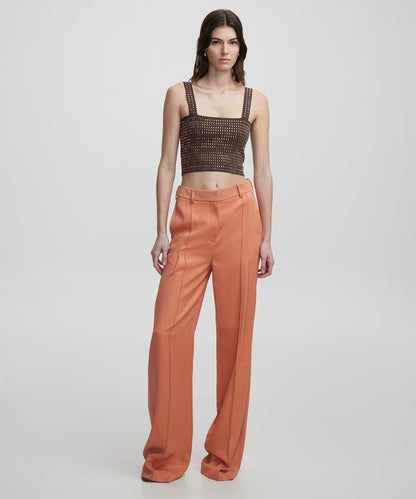 Pileli Wide Leg Fit Pantolon