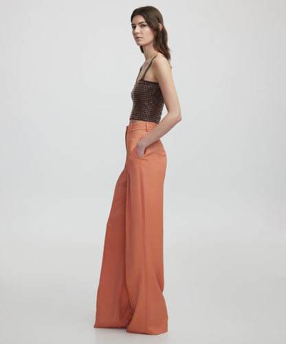 Pileli Wide Leg Fit Pantolon