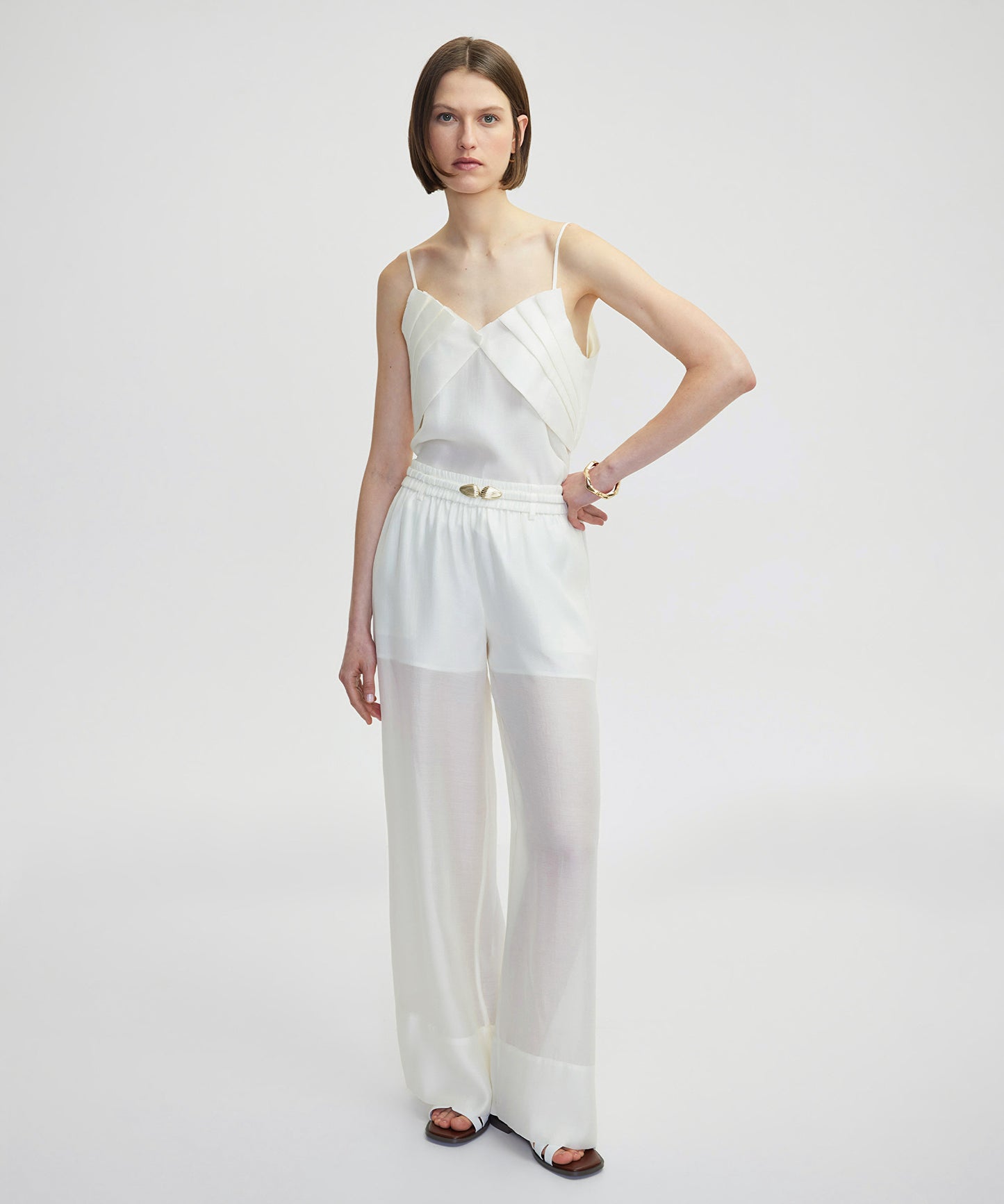 Metal Tokalı Wide Leg Fit Pantolon