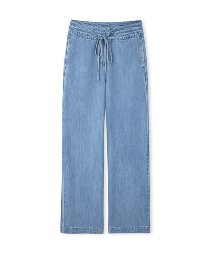 Belden Bağlamalı Denim Pantolon