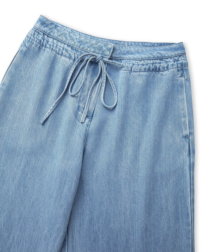 Belden Bağlamalı Denim Pantolon