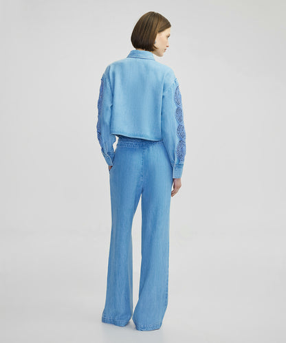 Belden Bağlamalı Denim Pantolon