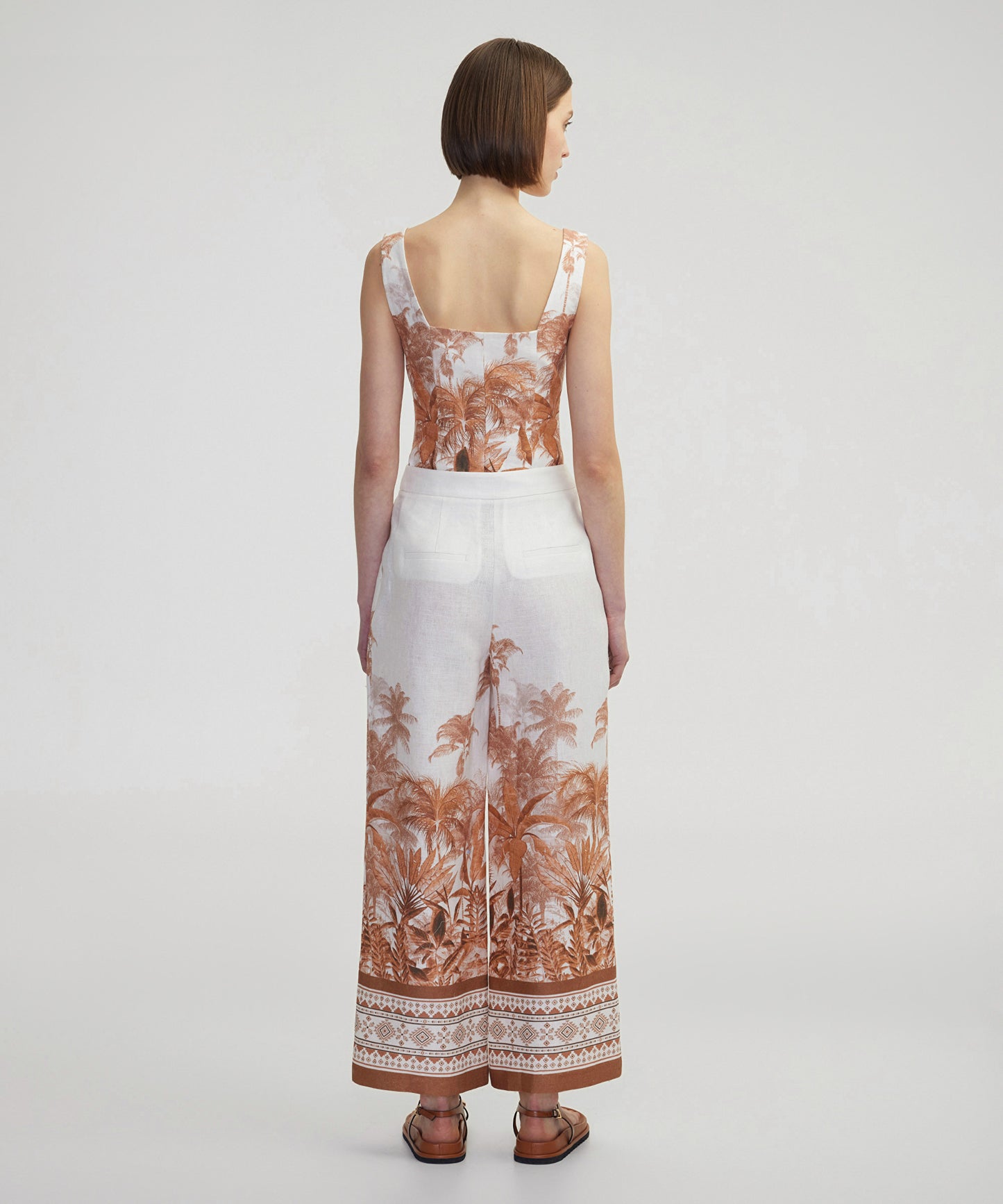 Desenli Keten Pantolon