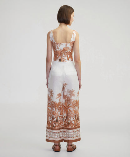 Desenli Keten Pantolon