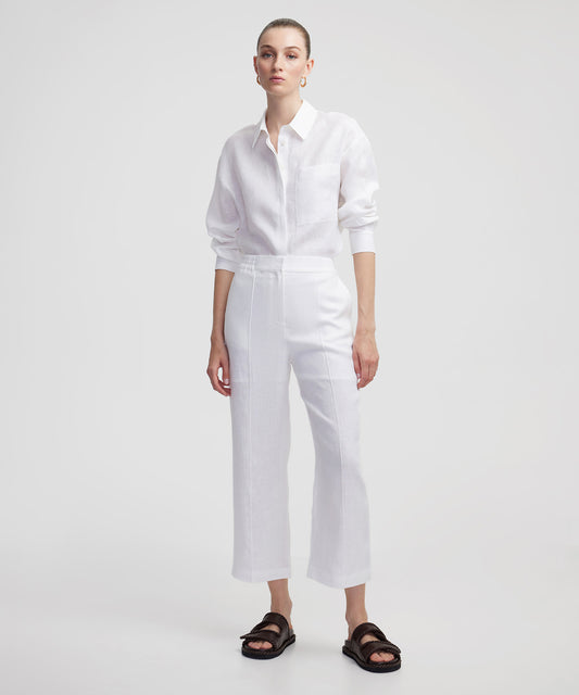 Straight Fit Keten Pantolon