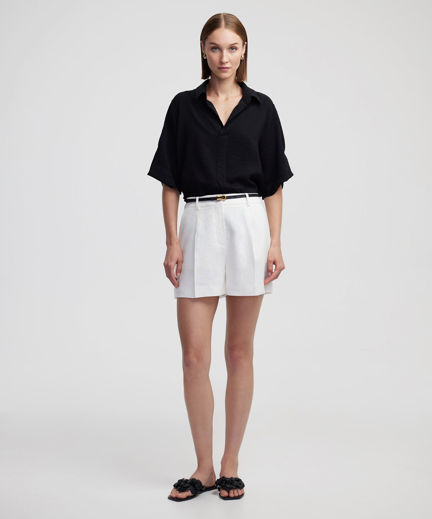 Burgulu Gömlek Yaka Bluz