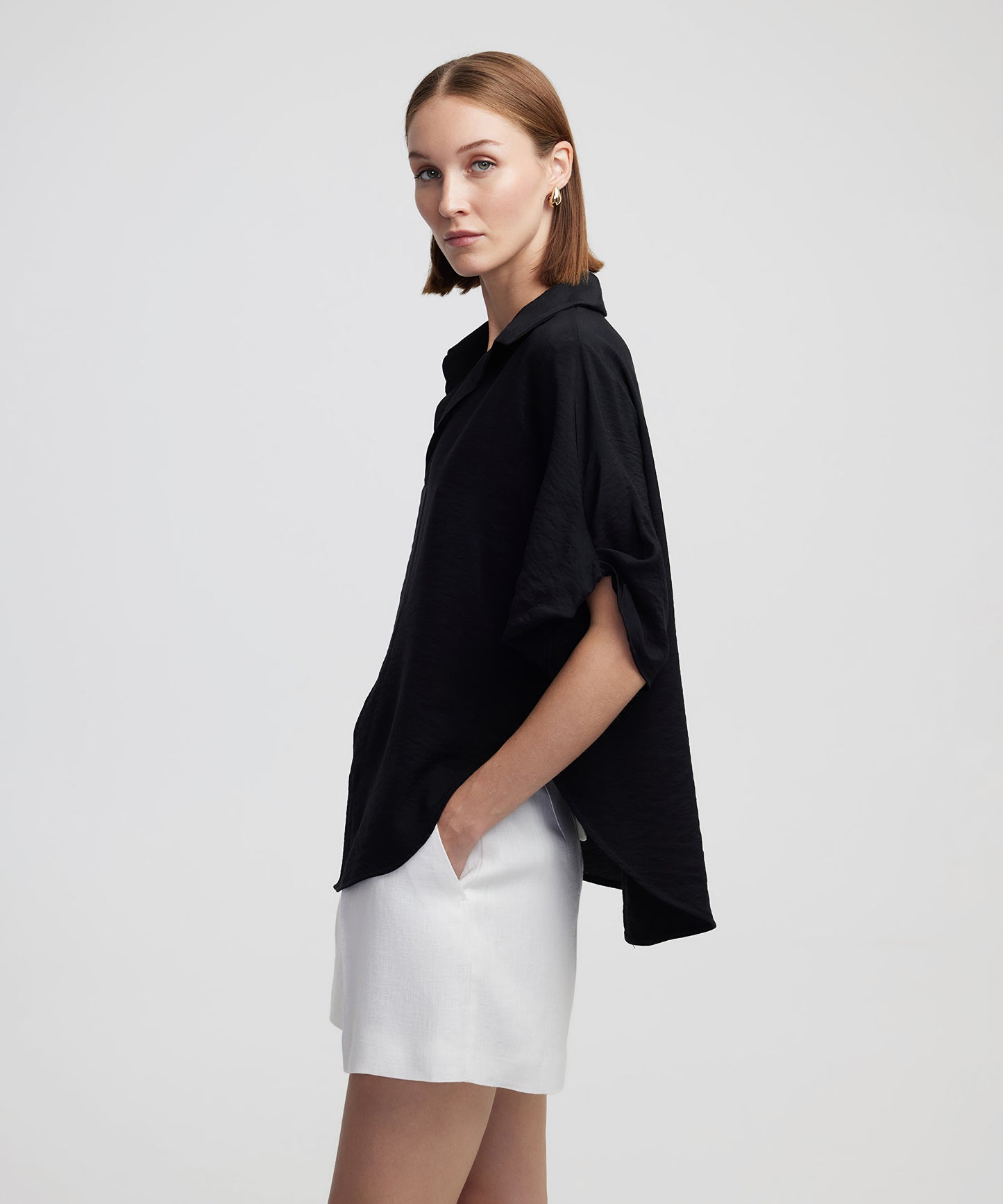 Burgulu Gömlek Yaka Bluz