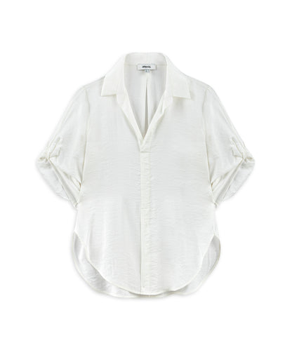 Burgulu Gömlek Yaka Bluz