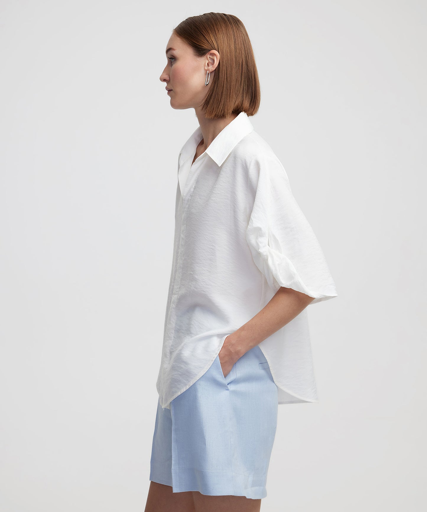 Burgulu Gömlek Yaka Bluz