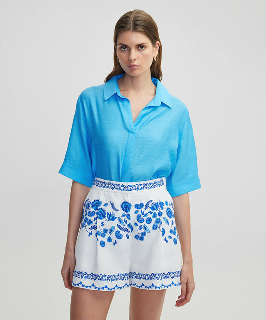 Çiçek Desen Pileli Şort