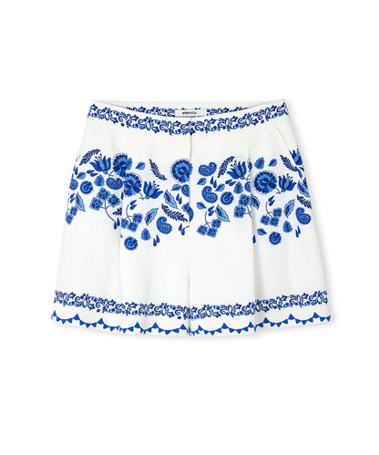 Çiçek Desen Pileli Şort