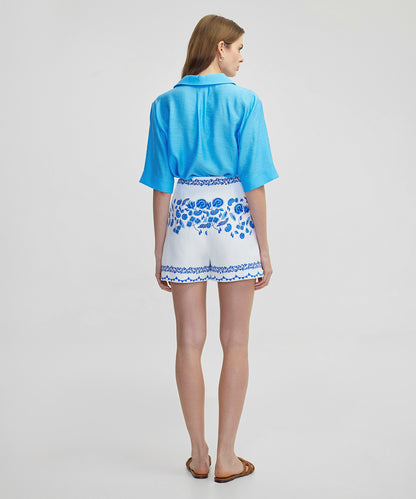 Çiçek Desen Pileli Şort