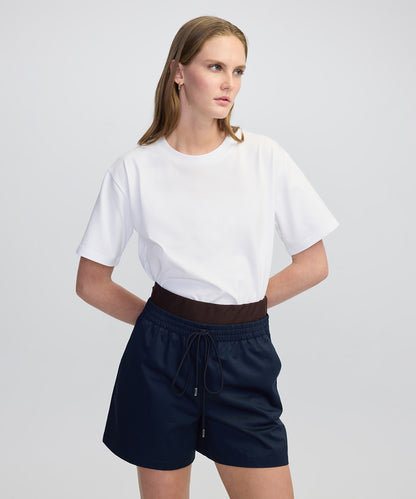 Kontrast Elastik Bel Şort