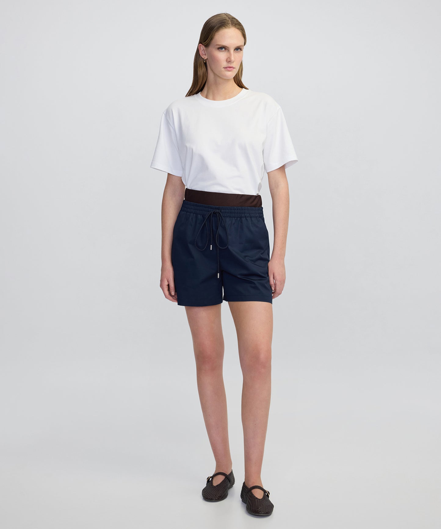 Kontrast Elastik Bel Şort