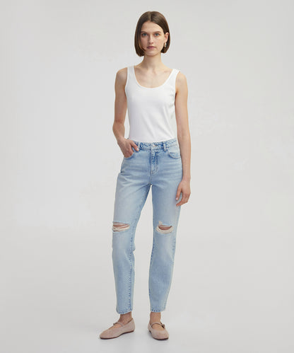 Eskitme Efektli Mom Fit Jean Pantolon