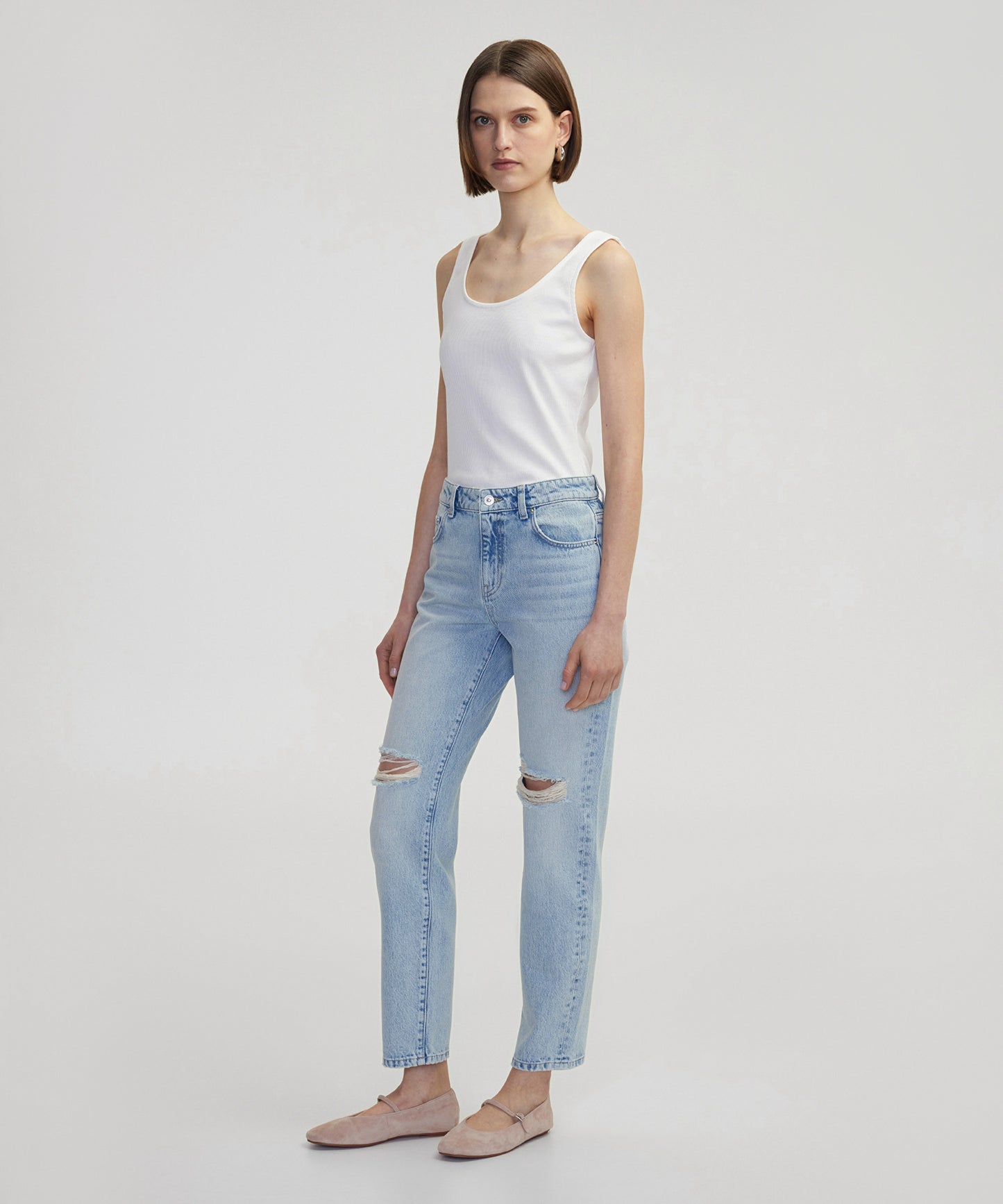 Eskitme Efektli Mom Fit Jean Pantolon