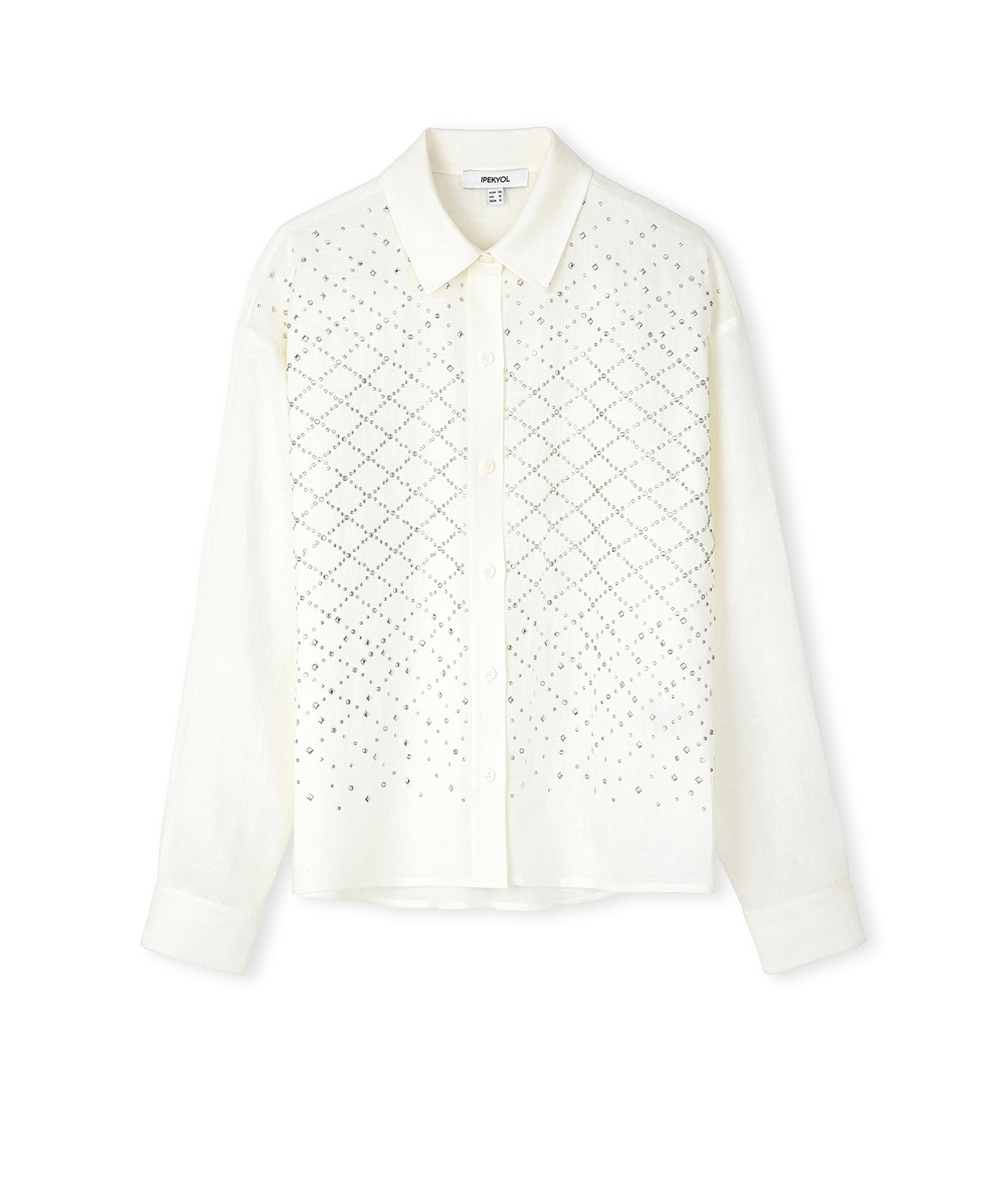 Hotfix Baskılı Düşük Omuz Gömlek