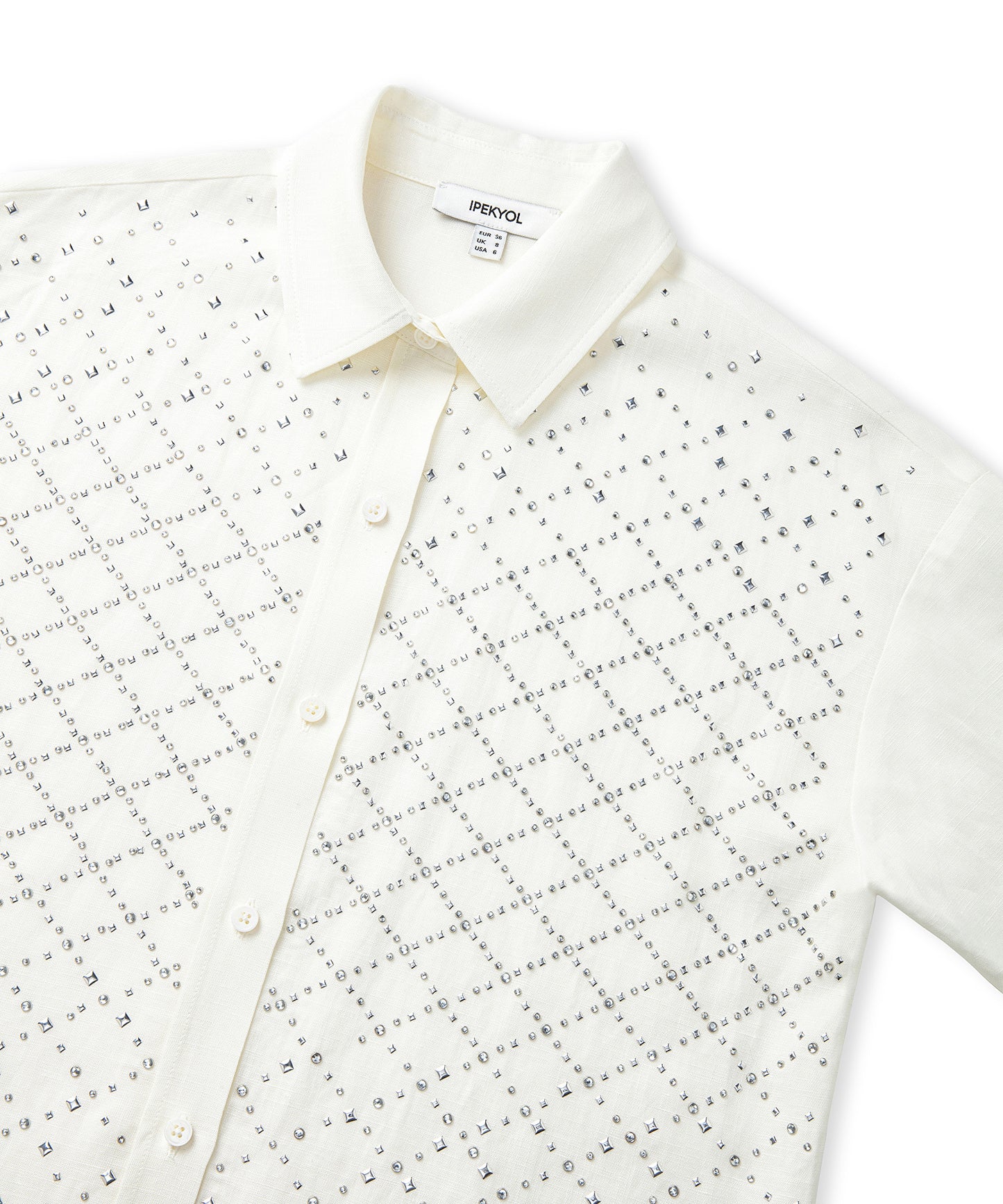 Hotfix Baskılı Düşük Omuz Gömlek